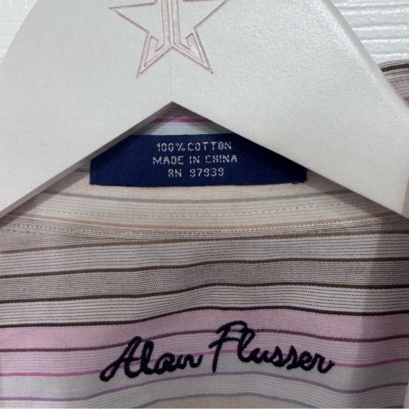 Alan Flusser Pink and White Casual Button Down Shirt - Picture 2 of 3